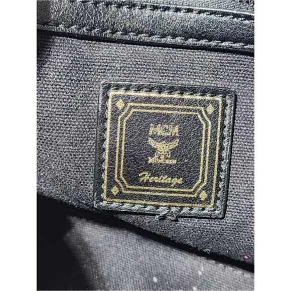 Authentic MCM Visestos Rabbit Small Boston Satchel Bag Black